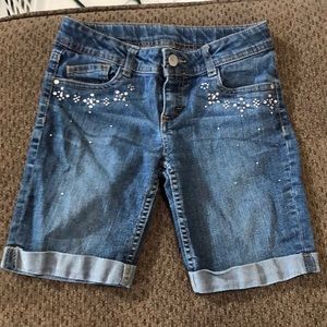 Total Girl size 10 dark denim shorts rolled cuffs